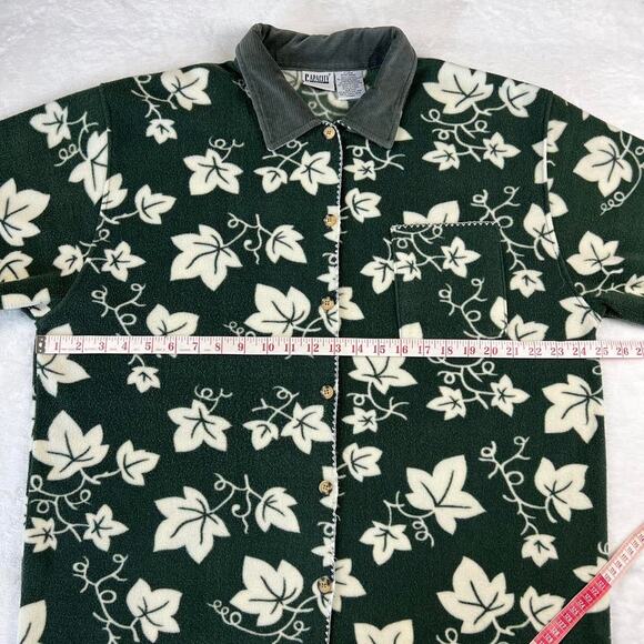 Capacity knits Vintage Green & white flannel jacket ivy leaf  women’s size XL - Picture 4 of 7